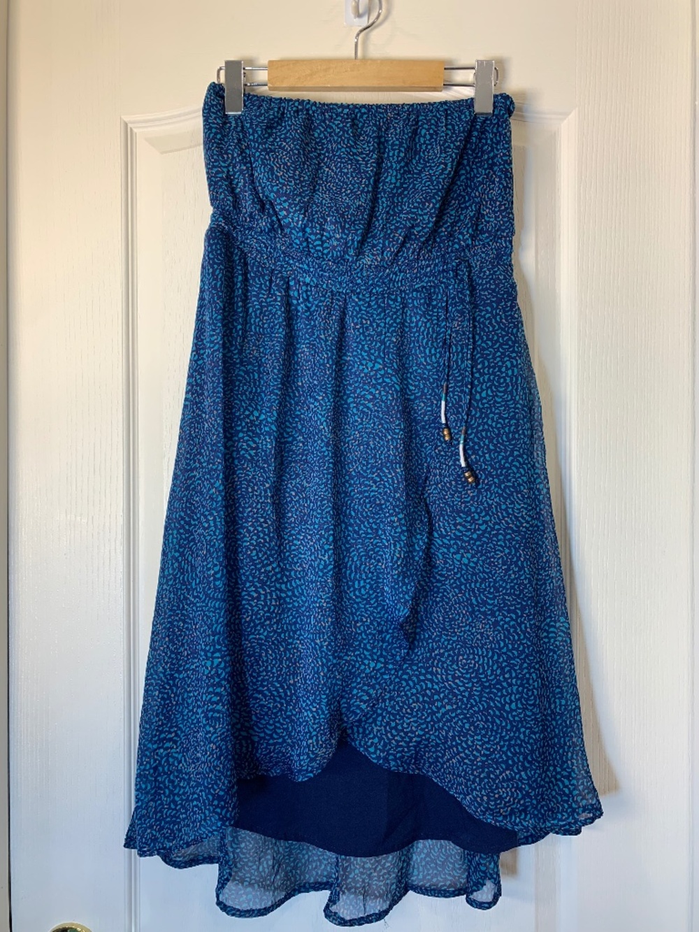 Roxy Strapless‎ High-Low Dress Blue & Turquoise Boho Sundress Beach Vacation M
